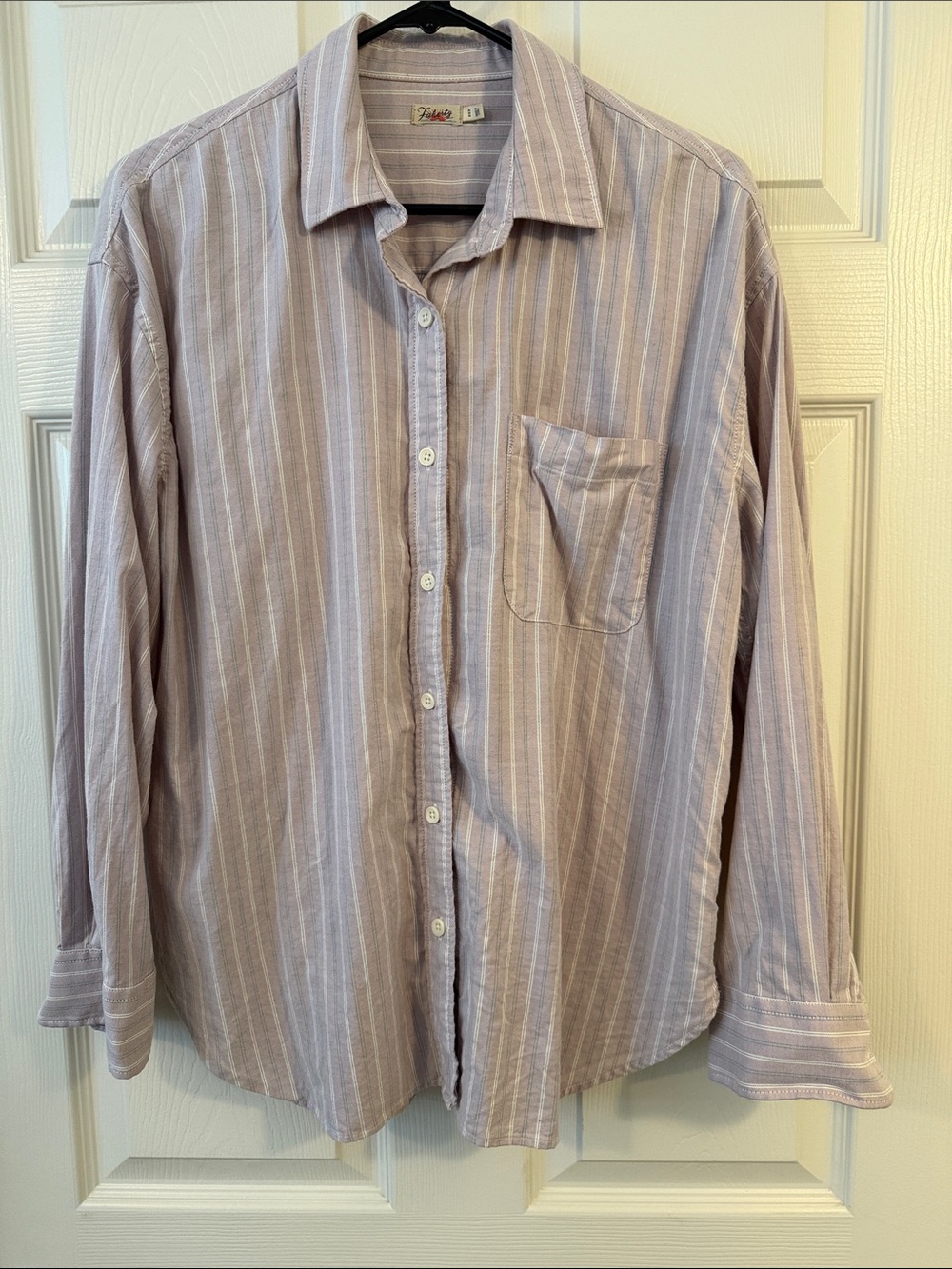 Faherty Lavender and White Striped Casual Button-Down Shirt